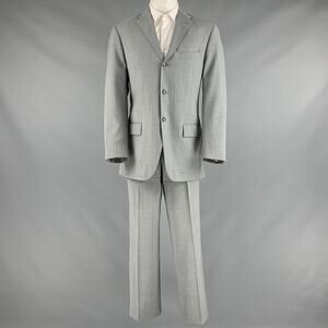 CORNELIANI Size 40 Grey Cream Pinstripe Virgin Wool Single Breasted Suit